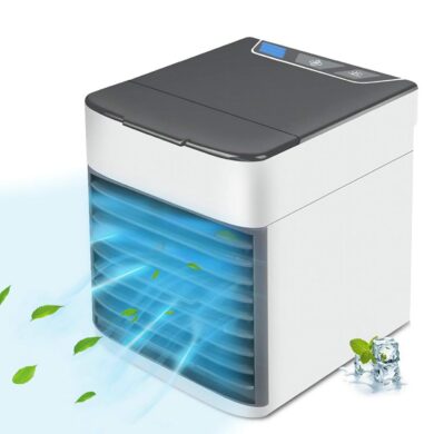 Personal Compact Air Conditioner – Quiet USB Cooling Fan with 3 Speeds & Ambient LED