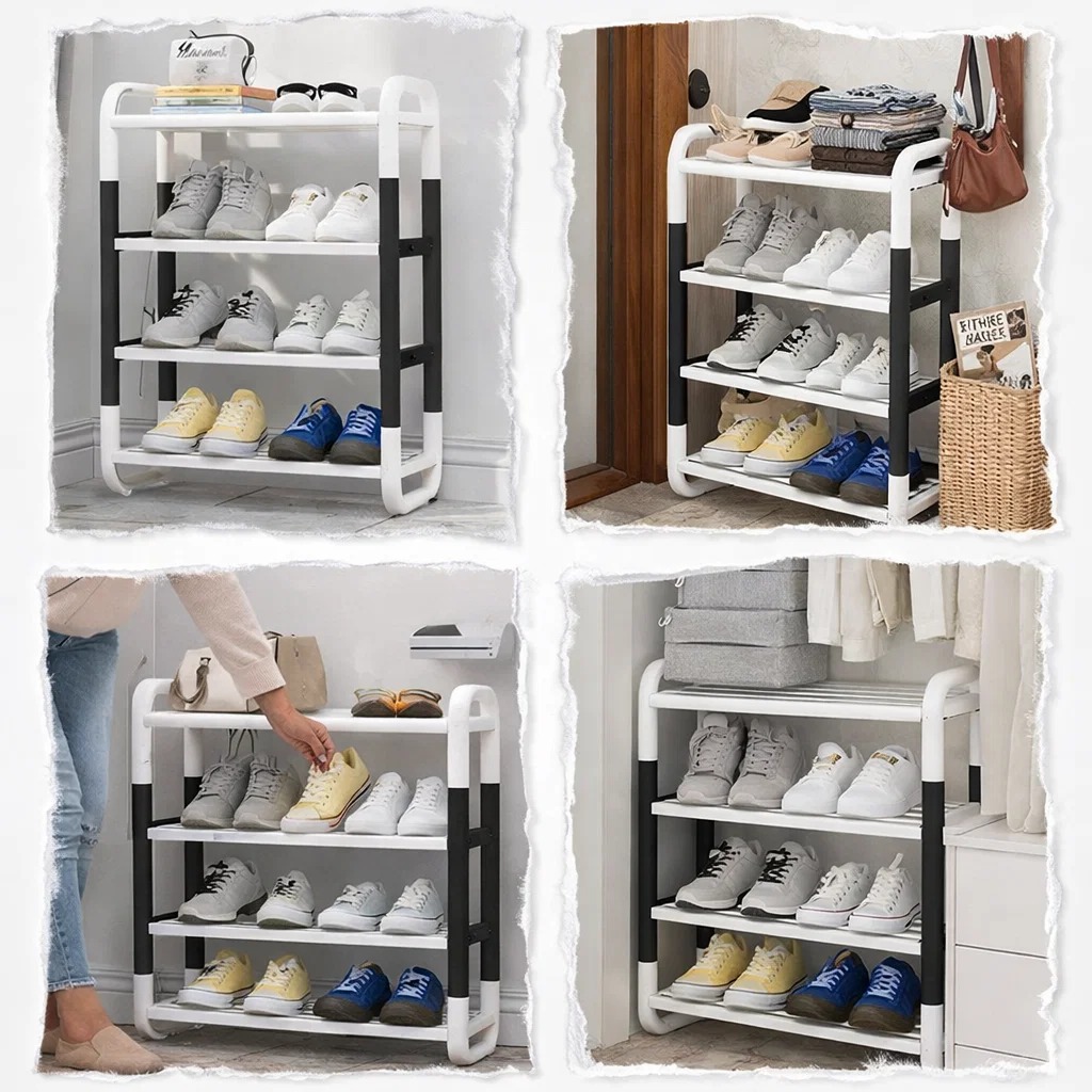 4-Layer Simple Trapezoidal Shoe Rack