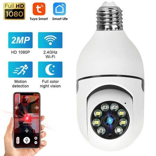 V380 Pro Dual Lens Dual Screen E27 Bulb Camera - HD IP Security camera