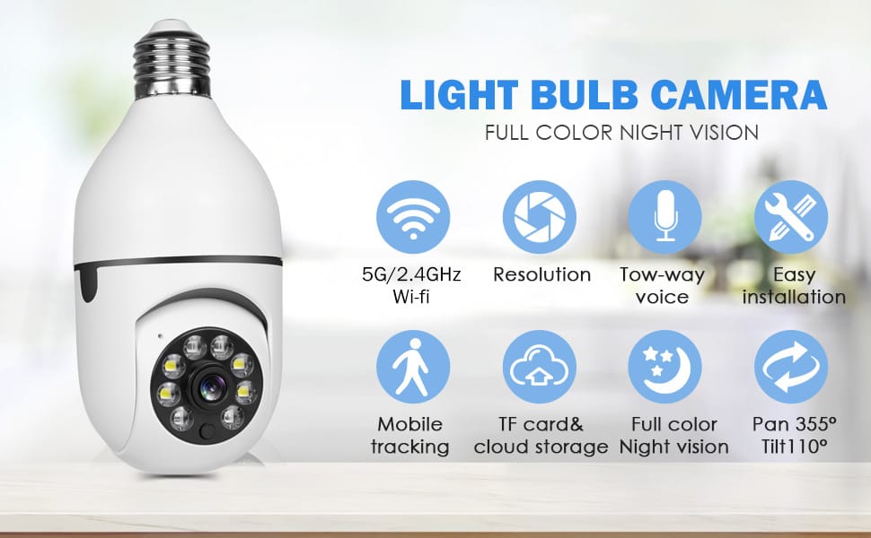 Full HD 1080P Wireless Wifi IP Camera E27 Bulb Home Security Lamp Light Camera - Image 5