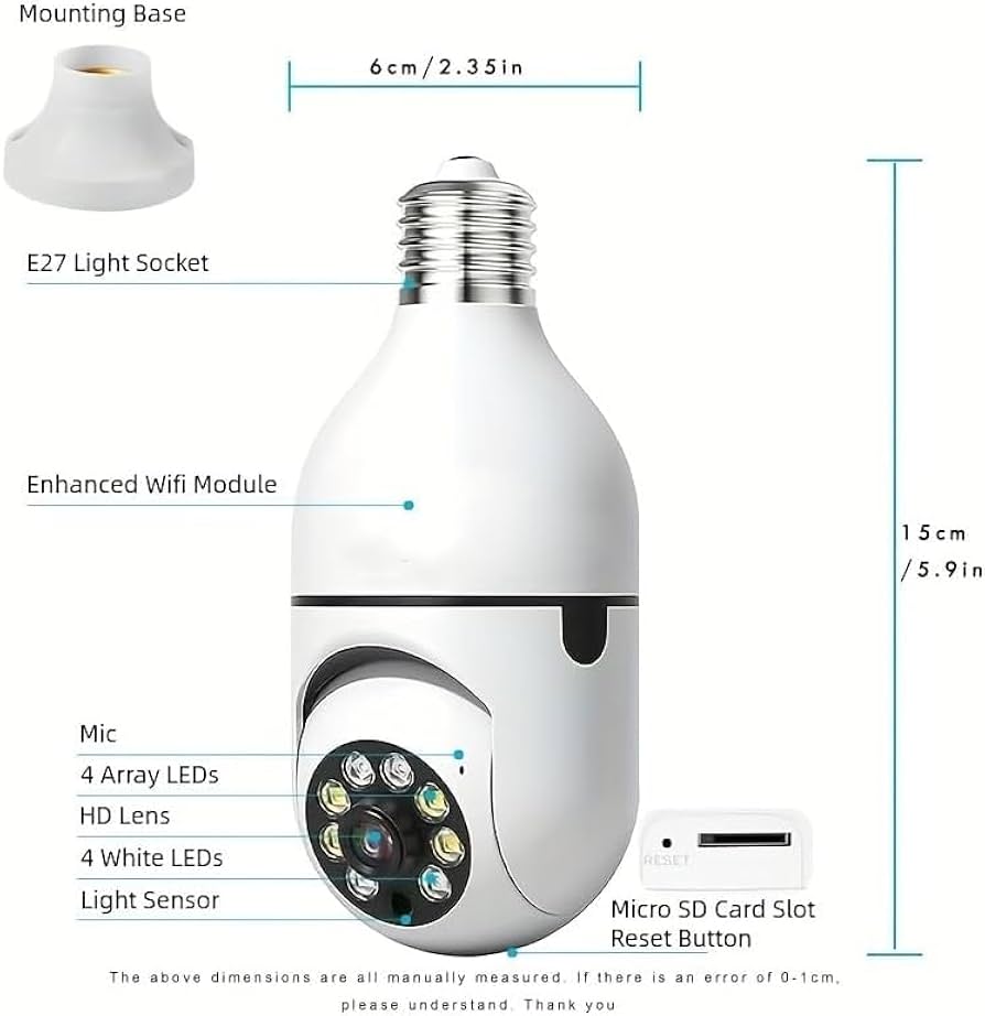 Full HD 1080P Wireless Wifi IP Camera E27 Bulb Home Security Lamp Light Camera - Image 2