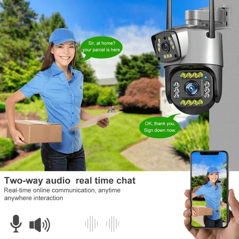 Wifi Outdoor Wireless Dual Lens IP Camera 2Mp+2Mp 4Mp Night Vision