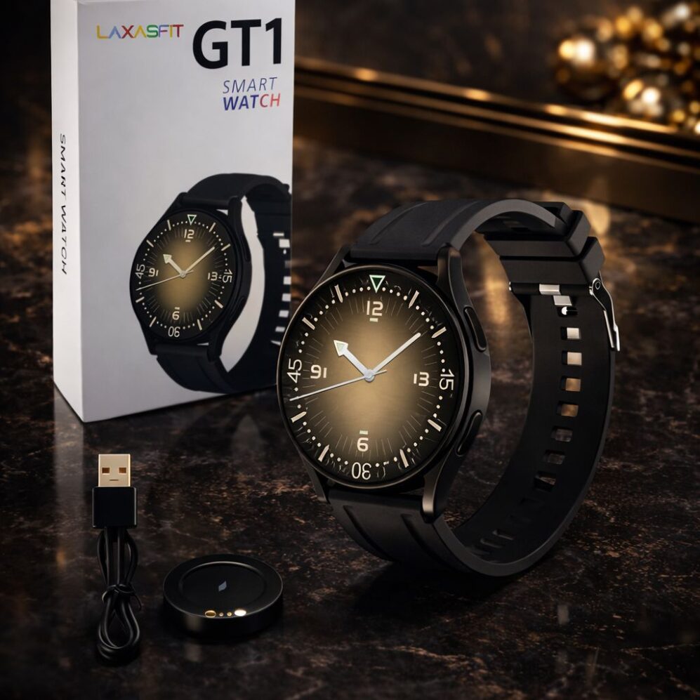 GT1 Smart Watch ⌚️ Round Dial With Silicon Belt With Charger 🔌 (Box Pack)