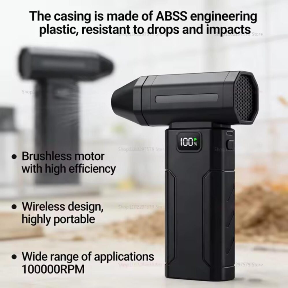 Power Powerfull Rechargeable Digital Display Handy Blower with Box Packing