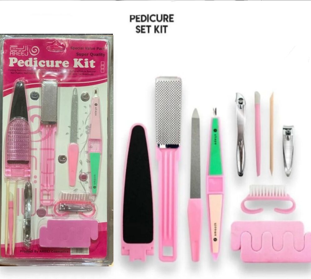 Cosmetics Pedicure Kit, a complete set for foot care and nail grooming.