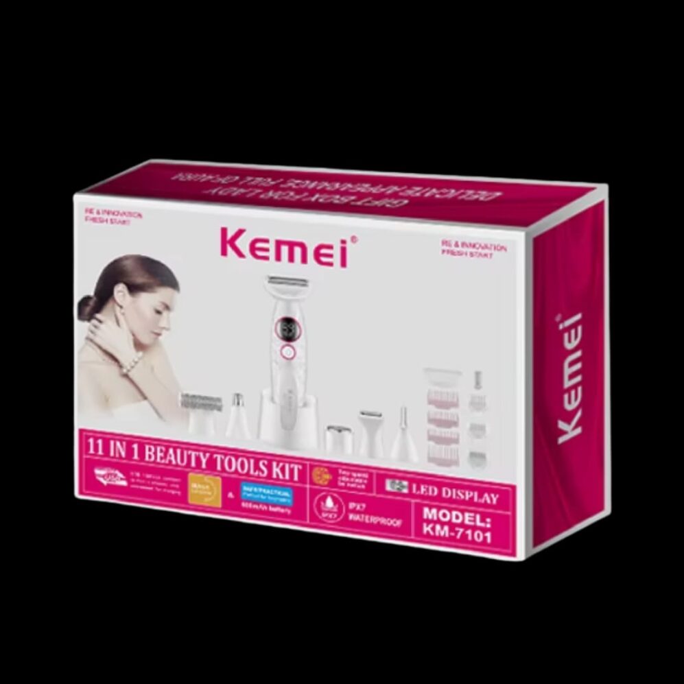 KEMEI KM-7101 Women Hair Shaver Lady Epilator Washable 11 In 1 IPX7 600MAH Electric Trimmer