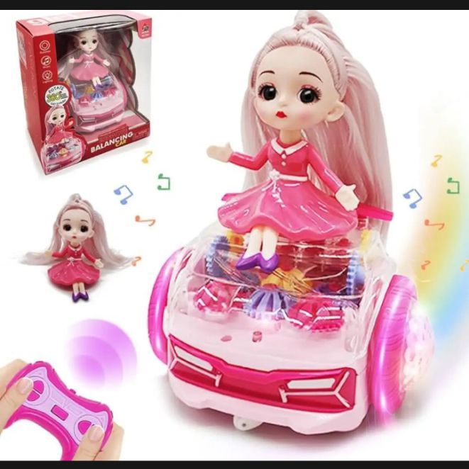 Remote Control Cars for Girls,2pk, 2.4G, Spining Gear Toys with Dolls 4-7 Years Old Girls, Kids,