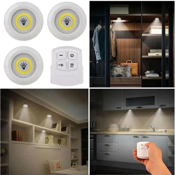 3 Pec Tap LED Light With Remote Control Cell Operated