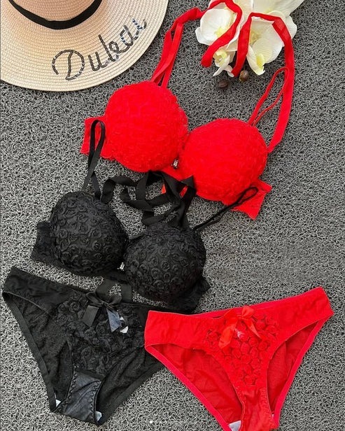 New High-Quality Front Open 2 In 1 Shoulder Straps Wired Push Up Bra And Panty Set - Image 3