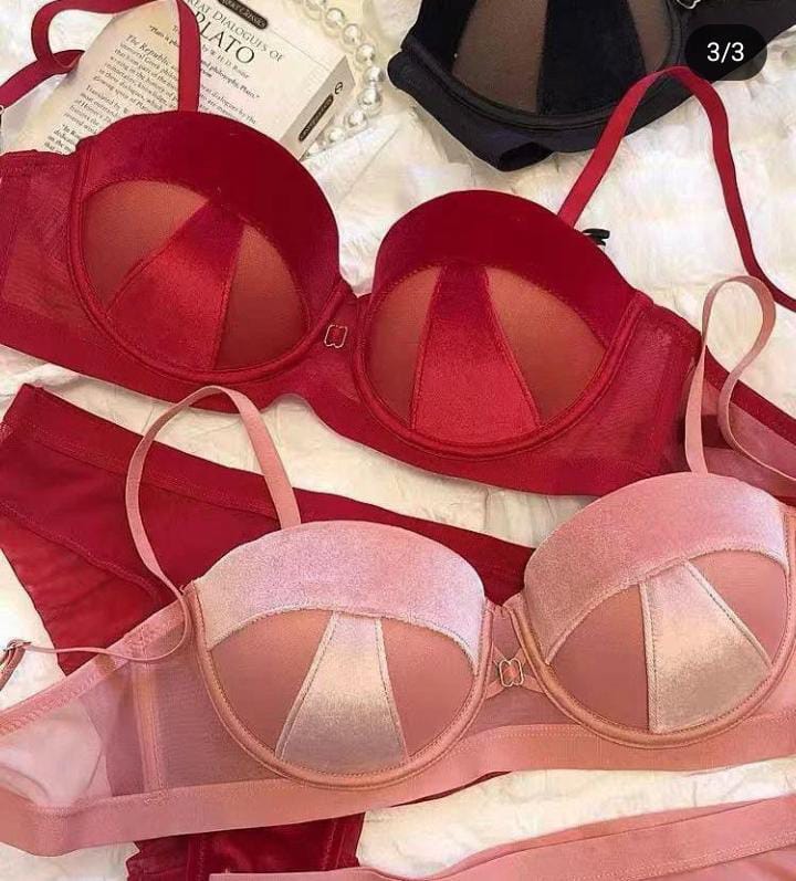 New High-Quality Bra And Panty Set WITH FRONT VELVET FABRIC - Image 3
