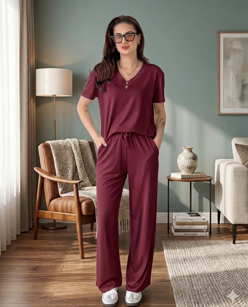 2 Pcs Button lounge Wear  Fabric High Quality soft cotton jersey