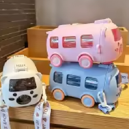Make Hydration Fun: Kids' Cute Toy Bus Water Bottle with Straw & Strap (500 ML)