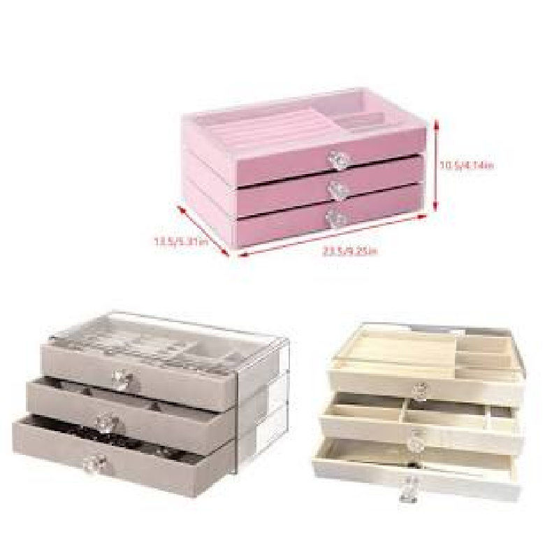 3-Drawer Acrylic Velvet Jewelry Organizer Box