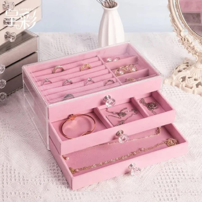 3-Layer Clear Acrylic Jewelry Organizer & Stackable Storage Box - Image 3