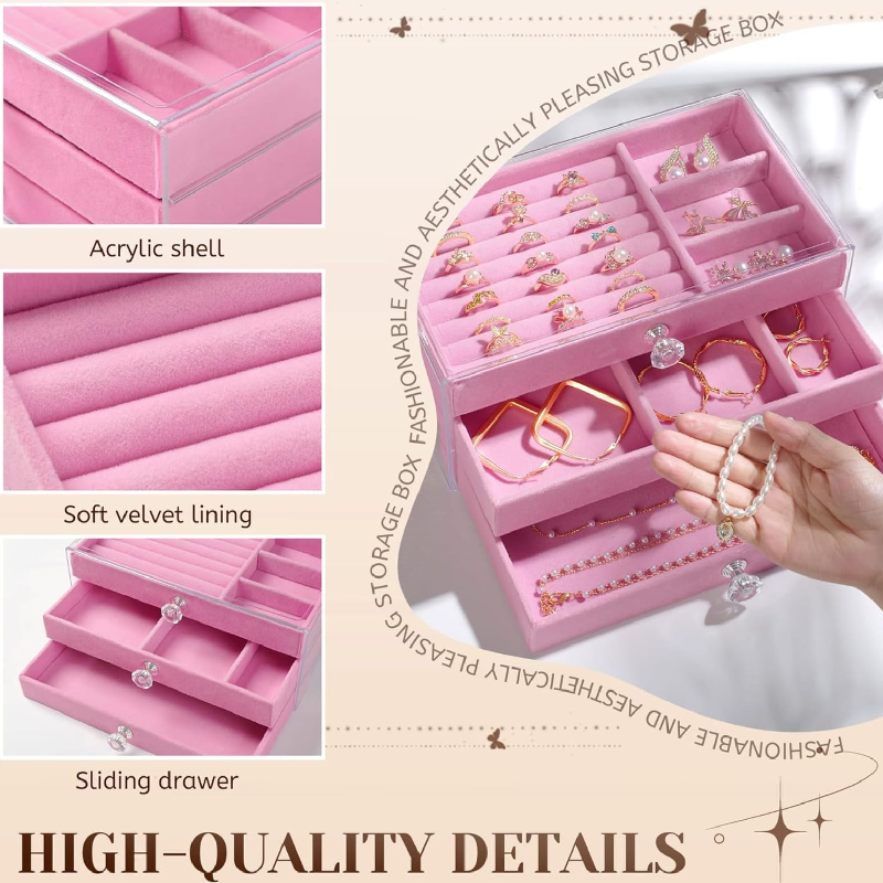 3-Layer Clear Acrylic Jewelry Organizer & Stackable Storage Box - Image 5